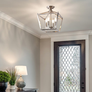 Plains Mini Lantern 12" Iron Modern Farmhouse LED Flush Mount